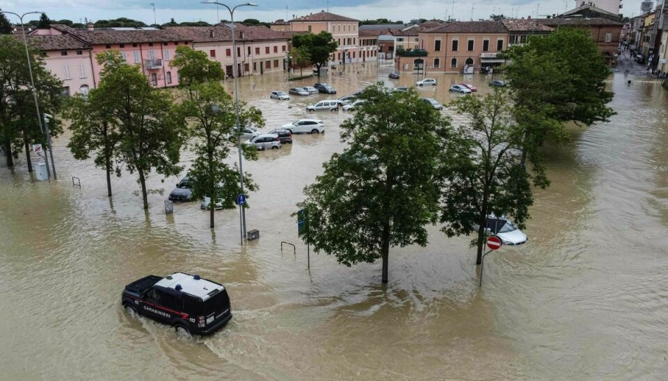 Billede fra den italienske by Lugo, nær Ravenna fra torsdag efter massive mængder regn.
