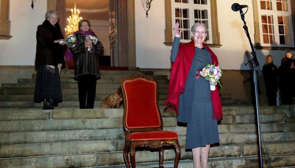 Dronningen ses her ved Fredensborg bys fakkeltog til ære for hende den 26. marts 2022. Dronningen ses her ved Fredensborg bys fakkeltog til ære for hende den 26. marts 2022.