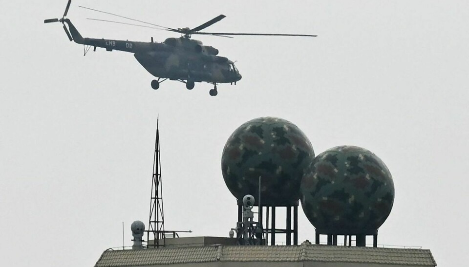 Billedet af den kinesiske helikopter er taget under de tre dages øvelse