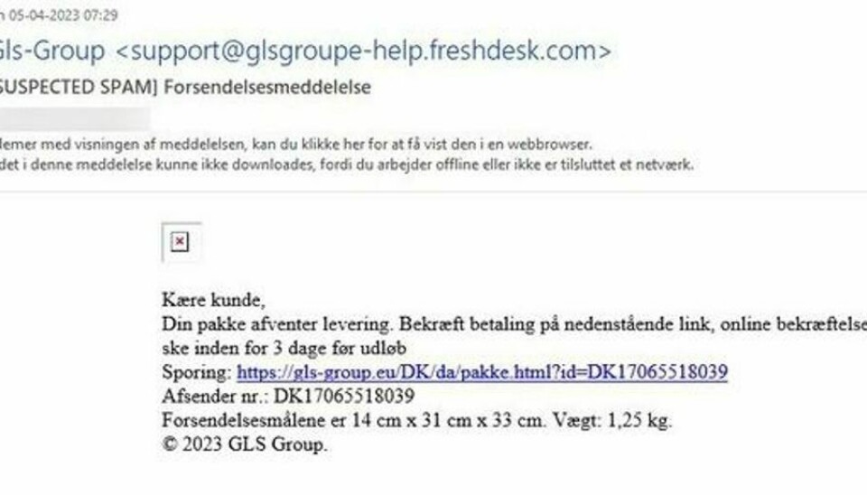 Den er denne mail Nordjyllands Politi nu advarer mod at man klikker på.
