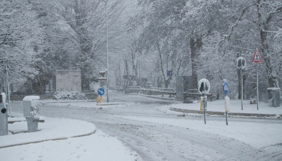 Den italienske by, Rovere blev lørdag klædt helt i hvidt. Foråret er aflyst for en stund.
