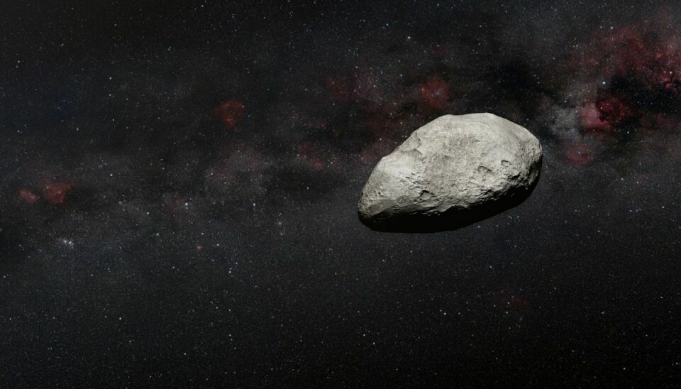 Det Europæiske Rumagentur står bag dette animerede billede af en asteroide. Asteroider passerer ofte Jorden, men den, der kommer forbi lørdag, er usædvanligt stor. (Arkivfoto).