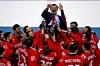 Det russiske hold vandt OL-guld i 2018, men der går noget tid, før russerne kan fejre internationale triumfer i ishockey igen. (Arkivfoto).