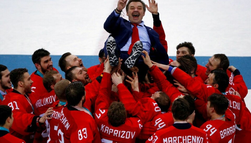 Det russiske hold vandt OL-guld i 2018, men der går noget tid, før russerne kan fejre internationale triumfer i ishockey igen. (Arkivfoto).