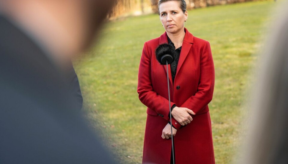 Statsminister Mette Frederiksen (S) til doorstep efter lanceringen af Ukraine-fonden på Marienborg i Kongens Lyngby.