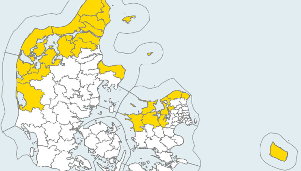 Her kan man se, hvor varslet gælder. Her kan man se, hvor varslet gælder.