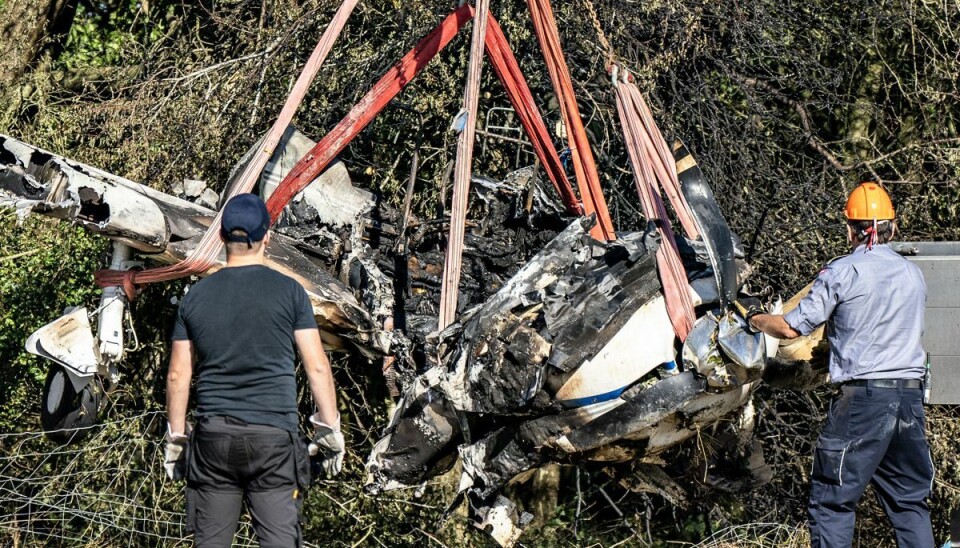 Havarikommisionen assisteret af Beredskabsstyrelsen arbejder ved det privatfly der forulykkede på Limfjordsøen Fur, mandag den 31. august 2020. (Arkivfoto)