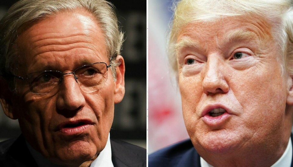 Donald Trump (til højre) kræver næsten 50 millioner dollar i erstatning fra journalisten Bob Woodward (til venstre), som han mener, har udgivet lydoptagelser af den tidligere præsident i strid med en indbyrdes aftale. (Arkivfoto).