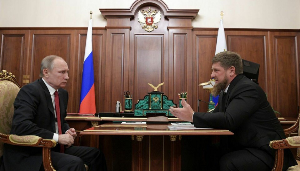 Russian President Vladimir Putin meets with Ramzan Kadyrov, head of the southern Russian region of Chechnya, at the Kremlin in Moscow, Russia April 19, 2017. Picture taken April 19, 2017. Sputnik/Aleksey Druzhinin/Kremlin via REUTERS ATTENTION EDITORS - THIS IMAGE WAS PROVIDED BY A THIRD PARTY. EDITORIAL USE ONLY.