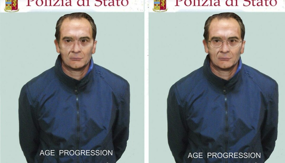 Politiets computergenererede billeder af den nu anholdte mafialeder Matteo Messina Denaro. Politiets computergenererede billeder af den nu anholdte mafialeder Matteo Messina Denaro.