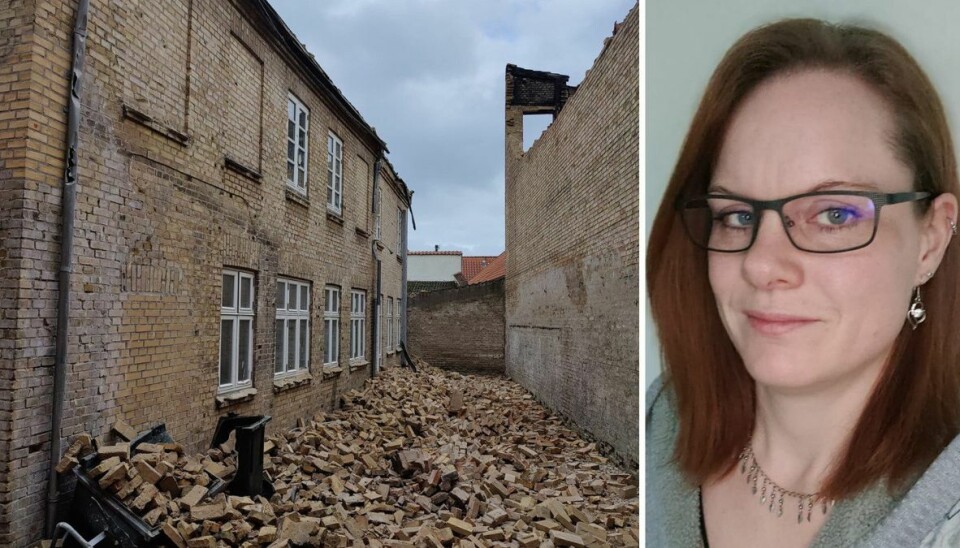 Lea Elisabeth Mortensen må nu flytte ud af sin lejlighed, fordi en mur væltede ned over den bygning, hun bor i. Lea Elisabeth Mortensen må nu flytte ud af sin lejlighed, fordi en mur væltede ned over den bygning, hun bor i.