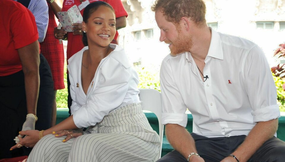 Prins Harry fik lokket verdensstjernen Rihanna til at tage en hiv-test for at sætte fokus på den internationale aids-dag i Caribien i 2016. (Arkivfoto).