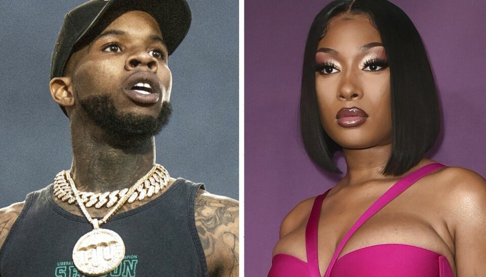 Tory Lanez (til venstre) er kendt skyldig i at have skudt Megan Thee Stallion (til højre) i foden.