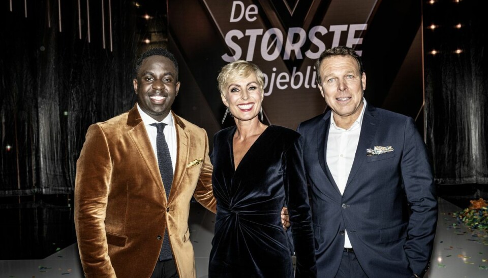 TV 2-showet 'De største øjeblikke' i Operaen. Melvin Kakooza, Cecilie Beck og Mikkel Beha Erichsen. Onsdag 15. december 2021. (Arkivfoto)