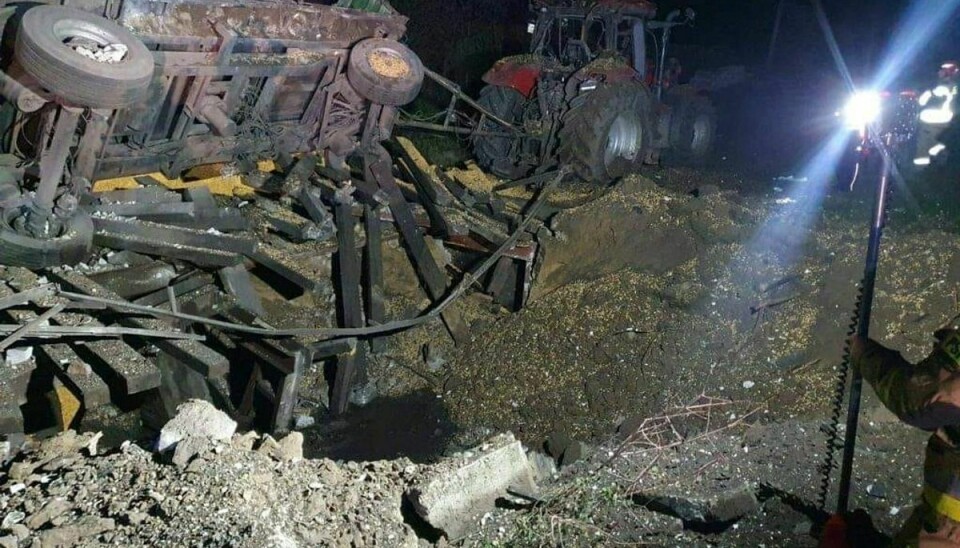 Billede fra en eksplosion ved Przewodow, en landsby i det østlige Polen nær grænsen til Ukraine.