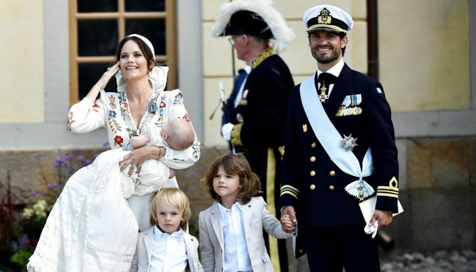 Den svenske prinsfamilie, prins Carl Philip og prinsesse Sofia samt deres tre drenge, Julian, Gabriel og Alexander.