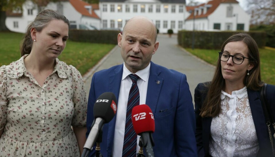 De Konservatives Mette Abildgaard, Søren Pape Poulsen og Mai Mercado efter mødet med Mette Frederiksen på Marienborg.