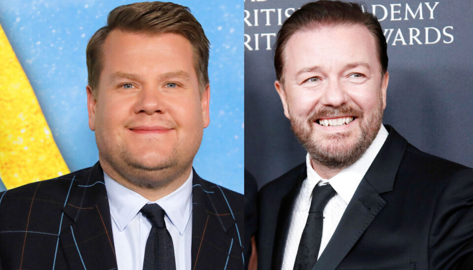 Ricky Gervais beskylder James Corden for at have 'lånt' hans joke uden at få tilladelse.