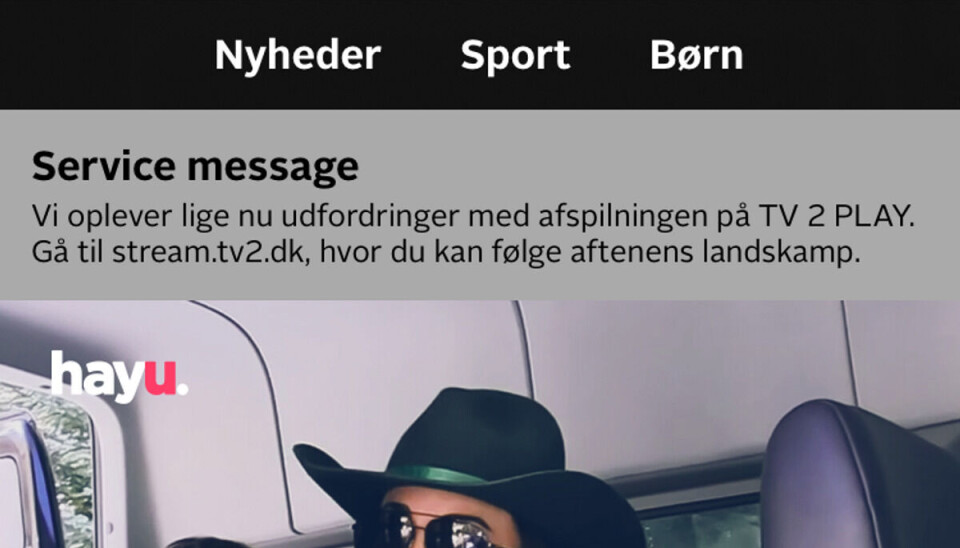 Der er problemer med TV2 Play torsdag aften.