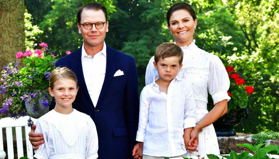 Den svenske kronprinsessefamilie, kronprinsesse Victroria, prins Daniel, prinsesse Estelle og prins Oscar.