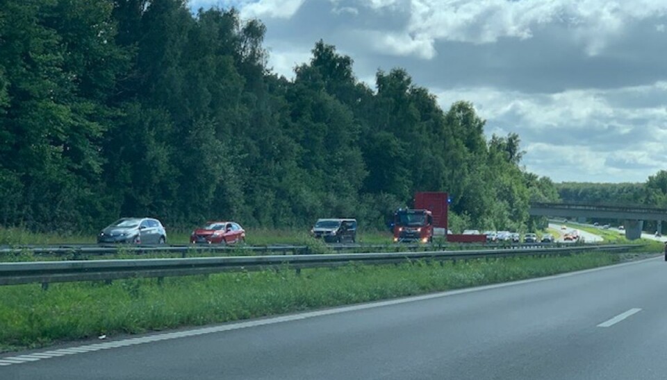 Kø på Helsingør Motorvejen. Kø på Helsingør Motorvejen.