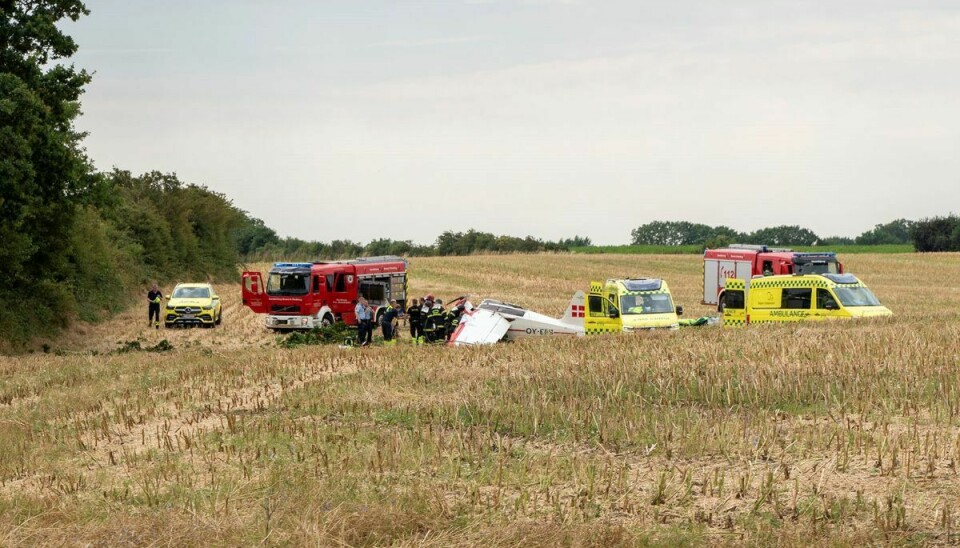 Det er på denne mark ved Nordborg på Als, flyet er styrtet ned.