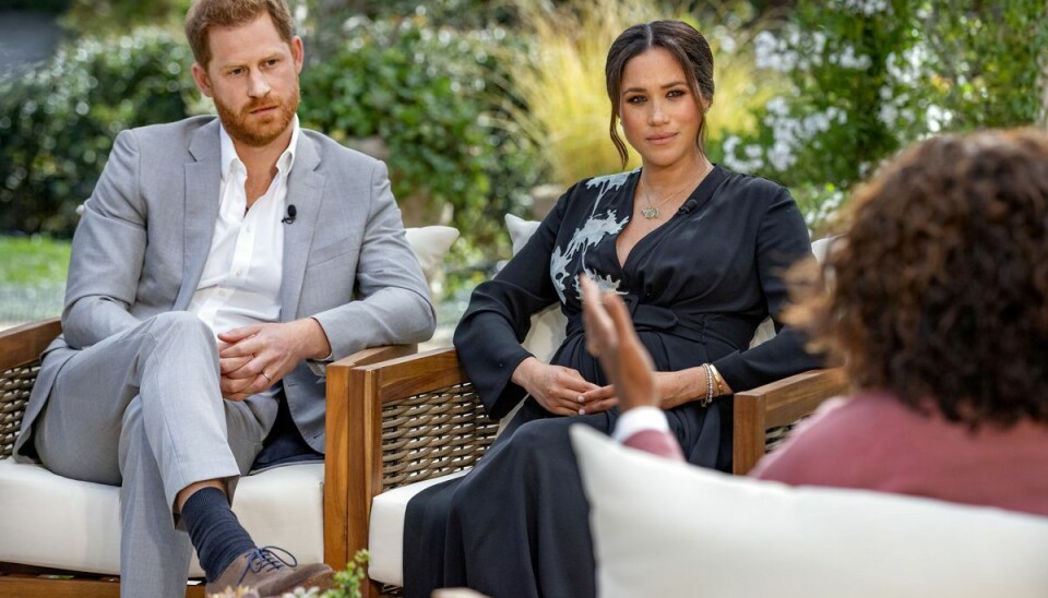 Billedet her er fra prins Harrys og hertuginde Meghans interview med Oprah Winfrey i marts 2021. Billedet her er fra prins Harrys og hertuginde Meghans interview med Oprah Winfrey i marts 2021.