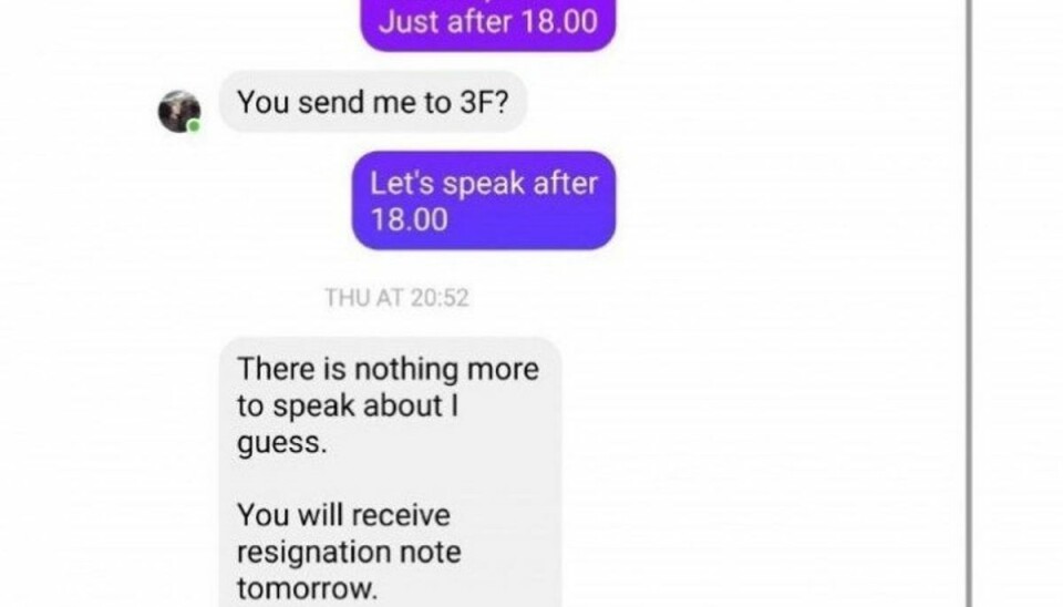 Sms-korrespondance mellem chaufføren og transportfirmaet. Sms-korrespondance mellem chaufføren og transportfirmaet.