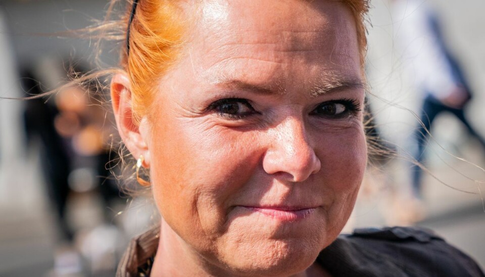 Inger Støjberg udtaler sig til pressen på Folkemødet i Allinge på Bornholm, fredag den 17. juni 2022. (Foto: Ida Marie Odgaard/Ritzau Scanpix)