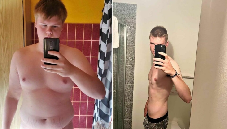 Fra kasseret til toptrimmet atlet. 21-årige Mathias Hansen har vejet 36 kilo mere, end han gør i dag.