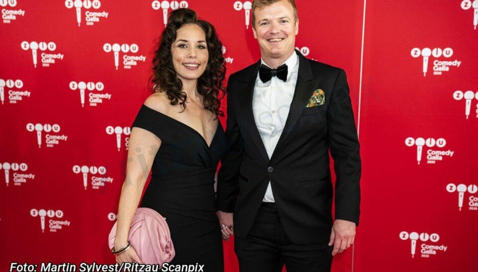 Tobias og Marie, nu hr og fru Stegger Dybvad ses her på den røde løber ved ZULU Comedy Galla 2020.