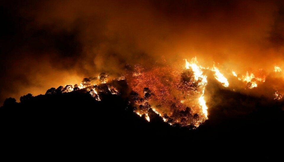 Naturbranden ses her ved Benahavis i Spanien onsdag.