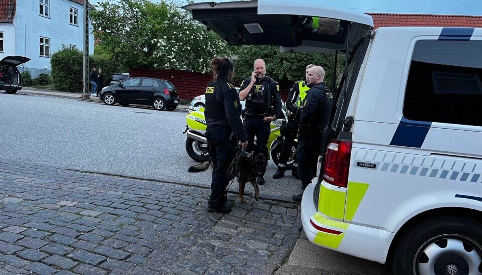 Politiet har været til stede med hunde og har afsøgt området for spor.