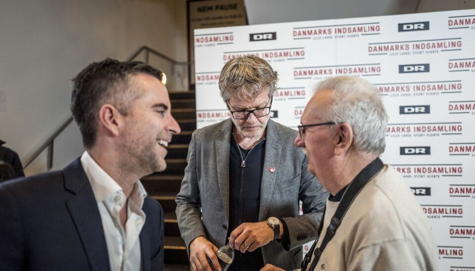 Forlader Løvernes Hule Jan Lehrmann og Jacob Risgaard fra Løvens Hule ved 'Danmarks Indsamling' Live show i Vejle Musikteater lørdag den 1. februar 2020.