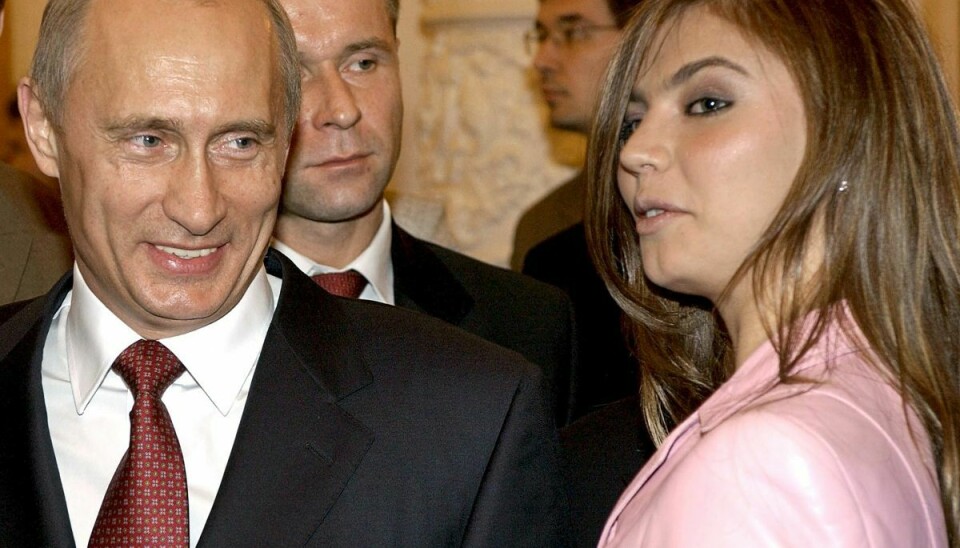 Vladimir Putin med hans påståede kæreste elitegymnasten Alina Kabaeva.