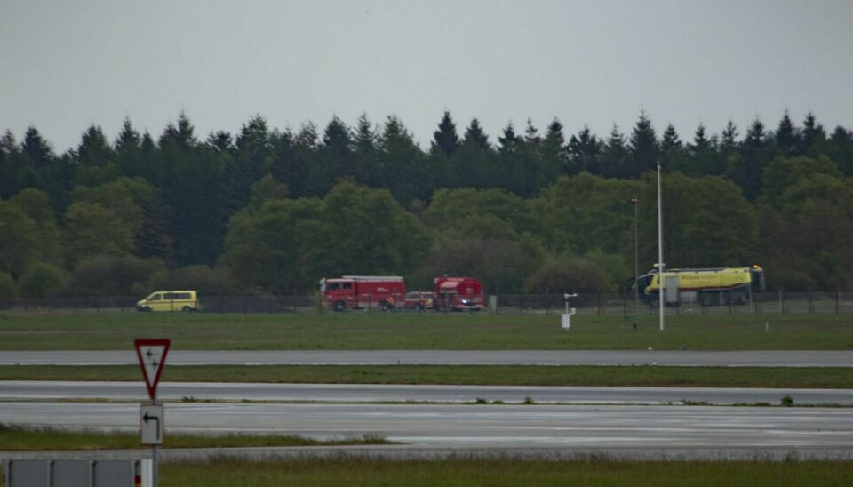 Brand- og redningspersonale var hurtigt til stede ved ulykken tirsdag eftermiddag i Billund Lufthavn.