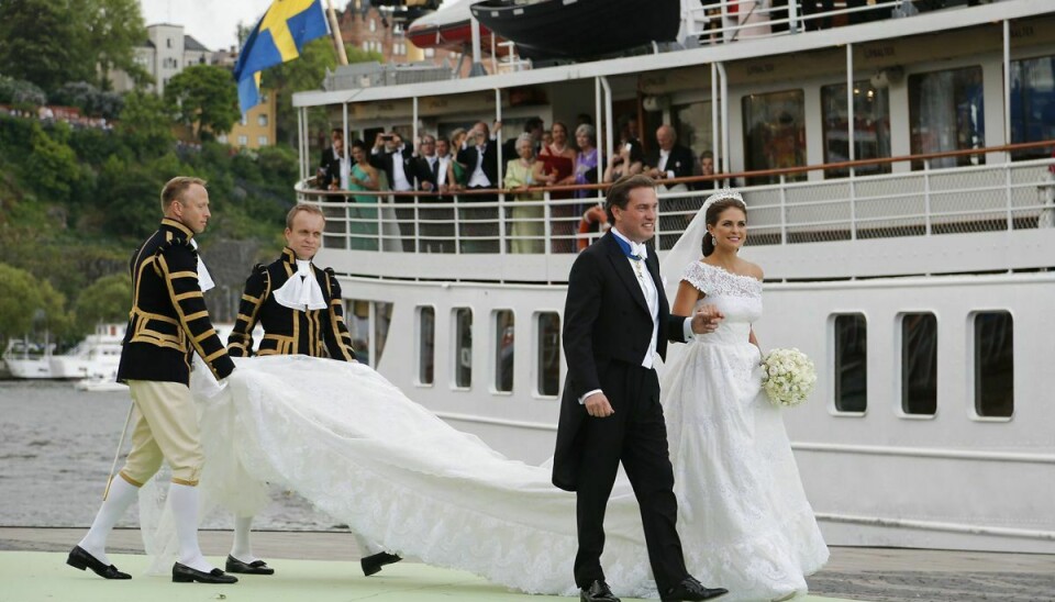 Billedet her fra prinsesse Madeleines og Christopher O'Neills bryllup i juni 2013, hvor dele af festen også foregik ombord på et skib i den stockholmske skærgård.