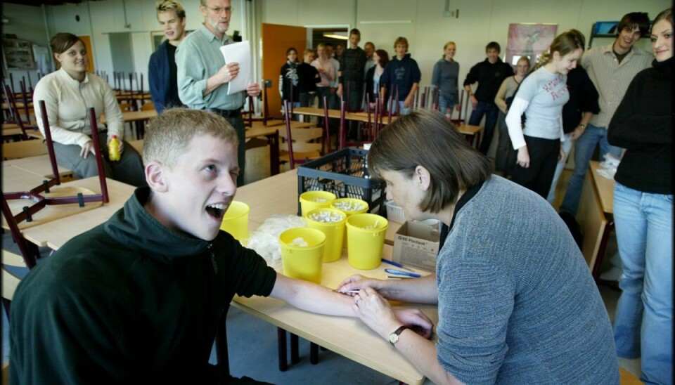 Godt 700 elever og lærere på Thisted Gymnasium blev tirsdag d. 8 oktober 2002 testet for tuberkulose, efter at to elever fik konstateret den frygtede lungesygdom.