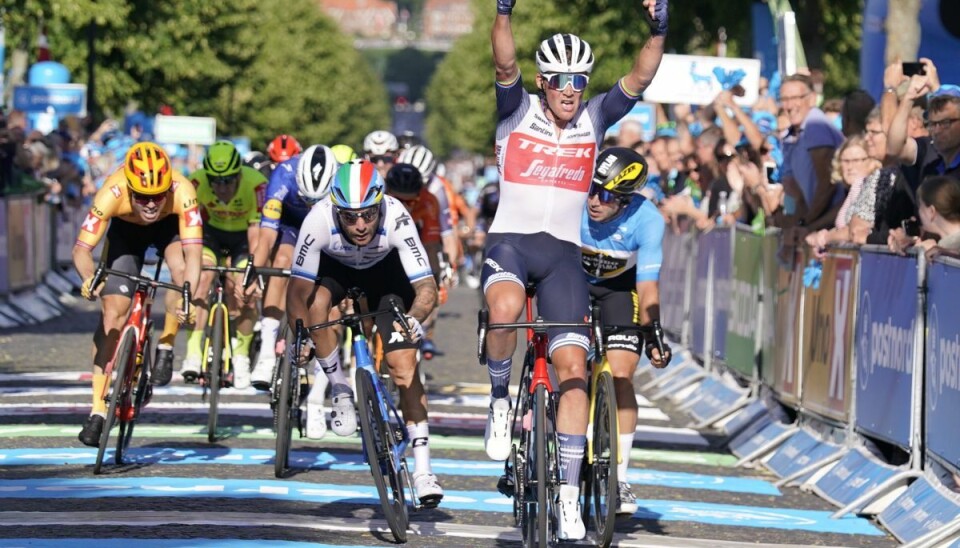 Stor triumf: Gør det igen! Mads Pedersen var stærkest på 1. etape af Circuit de la Sarthe.