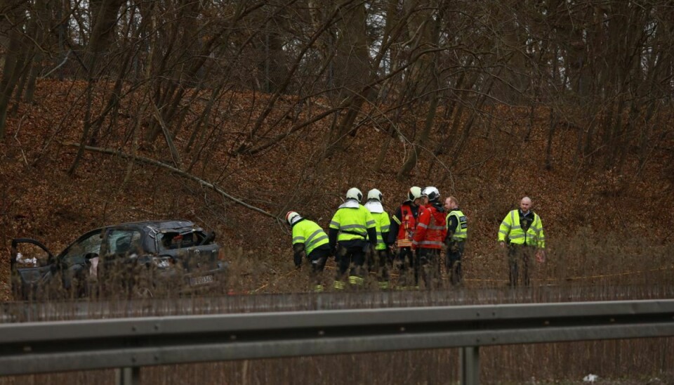 Soloulykke på Hillerødmotorvejen.