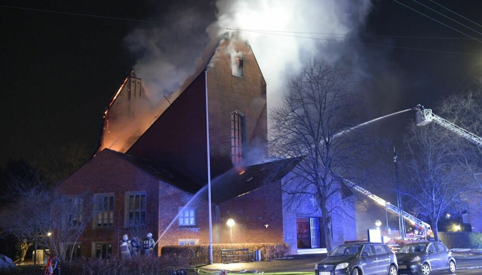Kirkekoret var til stede, da branden brød ud.