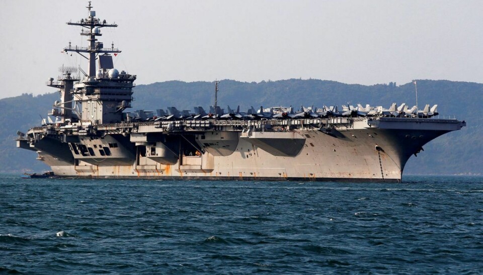 Det amerikanske hangarskib 'USS Carl Vinson' har den seneste uge deltaget i flere militærøvelser i Det Sydkinesiske Hav og Det Filippinske Hav. (Arkivfoto)