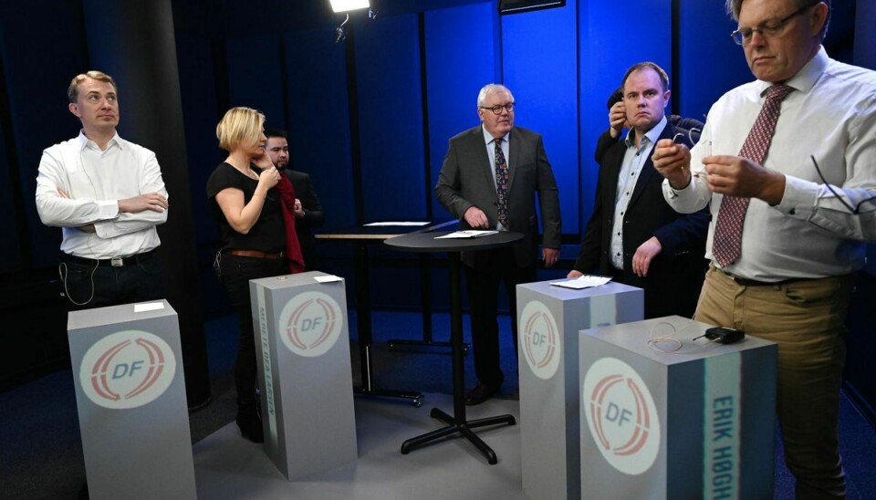 De fire kandidater til DF-formandsposten Morten Messerschmidt, Martin Henriksen, Merete Dea Larsen og Erik Høgh-Sørensen ankommer til TV-debat søndag den 16. januar 2022