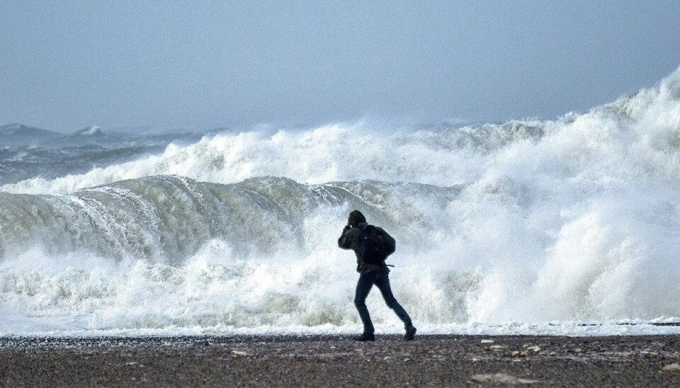 Stormen Knud rammer her Nørre Vorupør syd for Hanstholm, fredag 21. september 2018. DMI har varslet vindstød af orkanstyrke ved Vestkysten.. Foto: Henning Bagger/Ritzau Scanpix.