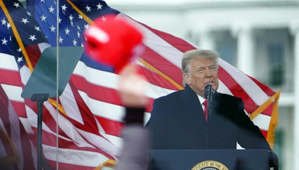 Donald Trump har valgt at aflyse pressemøde, som skulle være afholdt 6. januar, der markerer etårsdagen for stormløbet mod Kongressen. Billedet er fra 6. janaur 2021, hvor den tidligere præsident havde holdt en tale i Washington D.C. Det skete, inden stormløbet fandt sted. Donald Trump har valgt at aflyse pressemøde, som skulle være afholdt 6. januar, der markerer etårsdagen for stormløbet mod Kongressen. Billedet er fra 6. janaur 2021, hvor den tidligere præsident havde holdt en tale i Washington D.C. Det skete, inden stormløbet fandt sted.