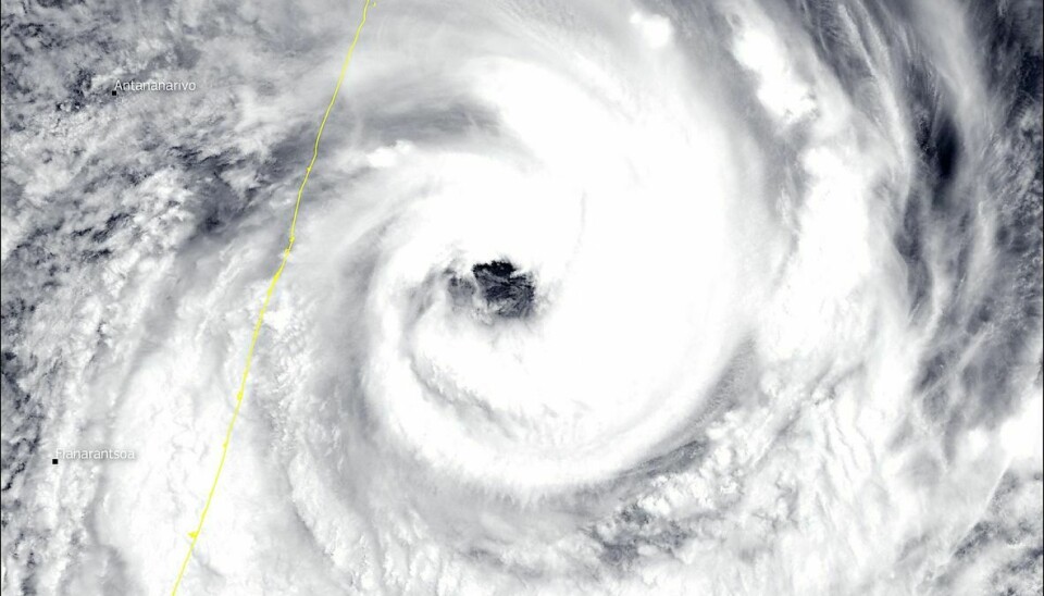 Satellitbillede af cyklonen Batsirai a
