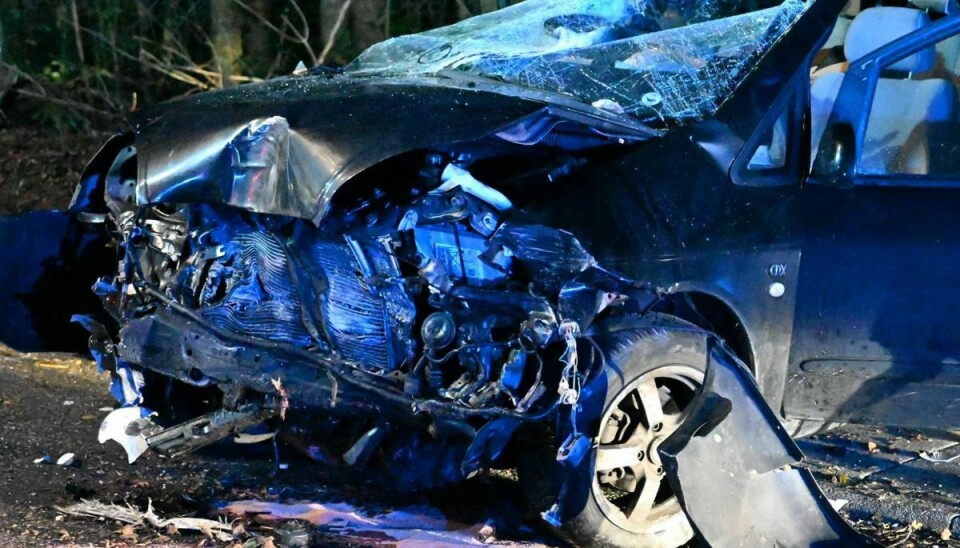 Bilisten kom ikke alvorligt til skade som følge af det voldsomme møde med vejtræet.