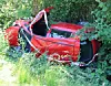 Bilen kørte af vejen og endte på siden i grøften. Foto: Presse-fotos.dk