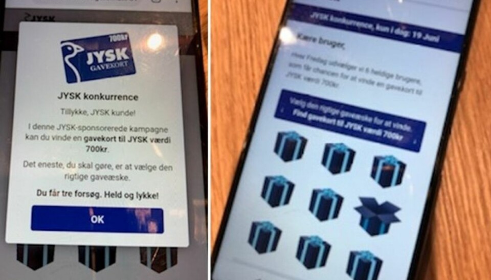 Sådan ser den falske konkurrence ud. Foto: Mit Digitale Selvforsvar Sådan ser den falske konkurrence ud. Foto: Mit Digitale Selvforsvar