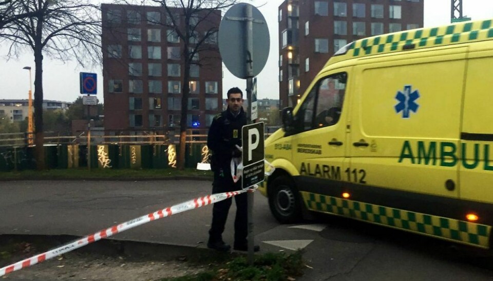 Politi og ambulance på Tagensvej i København i forbindelse med drabet. (Foto: Kristian Djurhuus/Scanpix 2017)